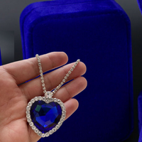 Load image into Gallery viewer, Blue crystal necklace with a premium velvet box for women from Titanic Heart of the Ocean
