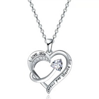 Load image into Gallery viewer, Engraved words &quot;love heart&quot; on an 18k white gold pendant necklace
