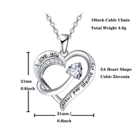 Load image into Gallery viewer, Engraved words &quot;love heart&quot; on an 18k white gold pendant necklace
