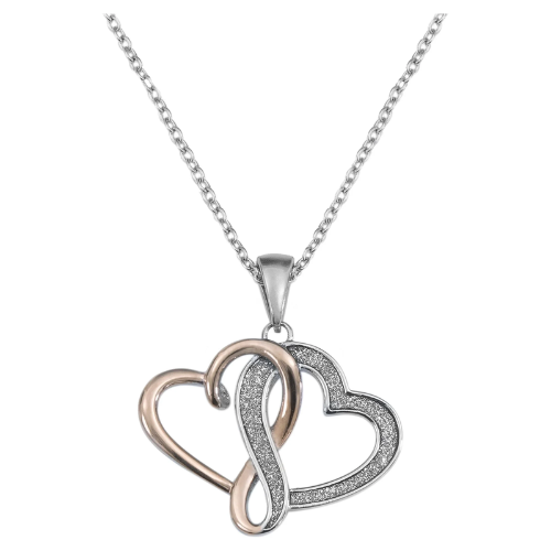 Stainless Steel Interlocking Hearts Pendant 18 in