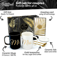 Load image into Gallery viewer, Mr and Mrs Coffee Mugs Gifts Set with Lids and Teaspoons
