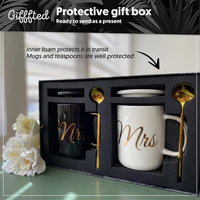 Load image into Gallery viewer, Mr and Mrs Coffee Mugs Gifts Set with Lids and Teaspoons

