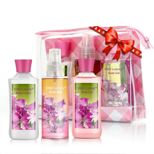 Sweet Bloom Spa Travel Set - Body Lotion, Shower Gel, Mist, Unisex Fragrance