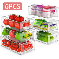 Load image into Gallery viewer, 6-Piece Stackable Refrigerator Organizer Bins Set Clear Plastic Fridge Storage Containers
