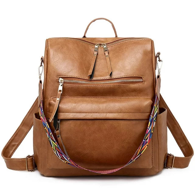 Leather Women Backpack Travel Bag