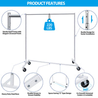 Load image into Gallery viewer, Heavy-Duty Clothing Garment Rack on Wheels - Silver 220 lbs
