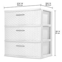 Load image into Gallery viewer, 3 Drawer Wide Weave Tower, White
