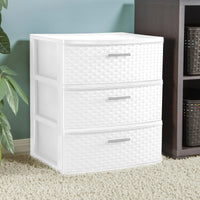 Load image into Gallery viewer, 3 Drawer Wide Weave Tower, White
