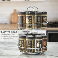 Load image into Gallery viewer, 16-Jar Rotating Spice Rack with Essential Spices
