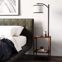 Load image into Gallery viewer, Floor Lamp with Table, USB Ports, and Shelves
