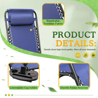 Load image into Gallery viewer, 2 Pack Blue Zero Gravity Patio Chairs
