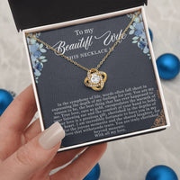 Load image into Gallery viewer, To my Beautiful Wife - Love Knot Necklace
