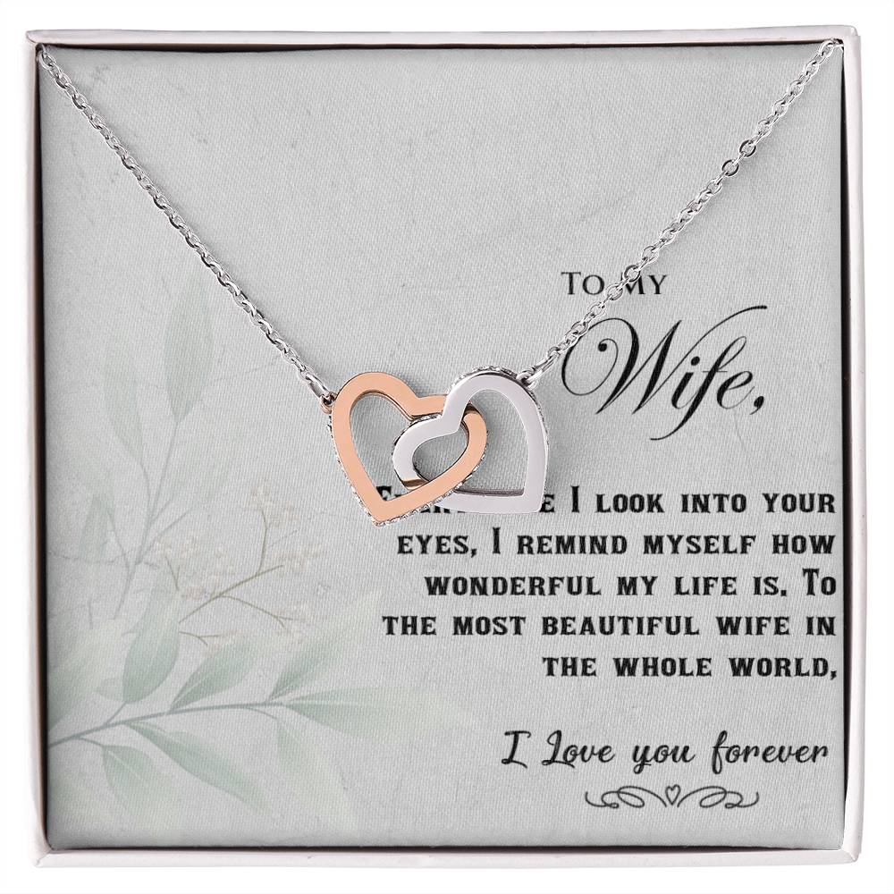 To my Wife - Interlocking Hearts Necklace