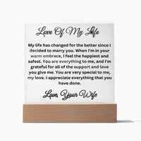 Load image into Gallery viewer, Elevate Your Sentiments for the Love Of Your Life with Our Square Acrylic Plaque
