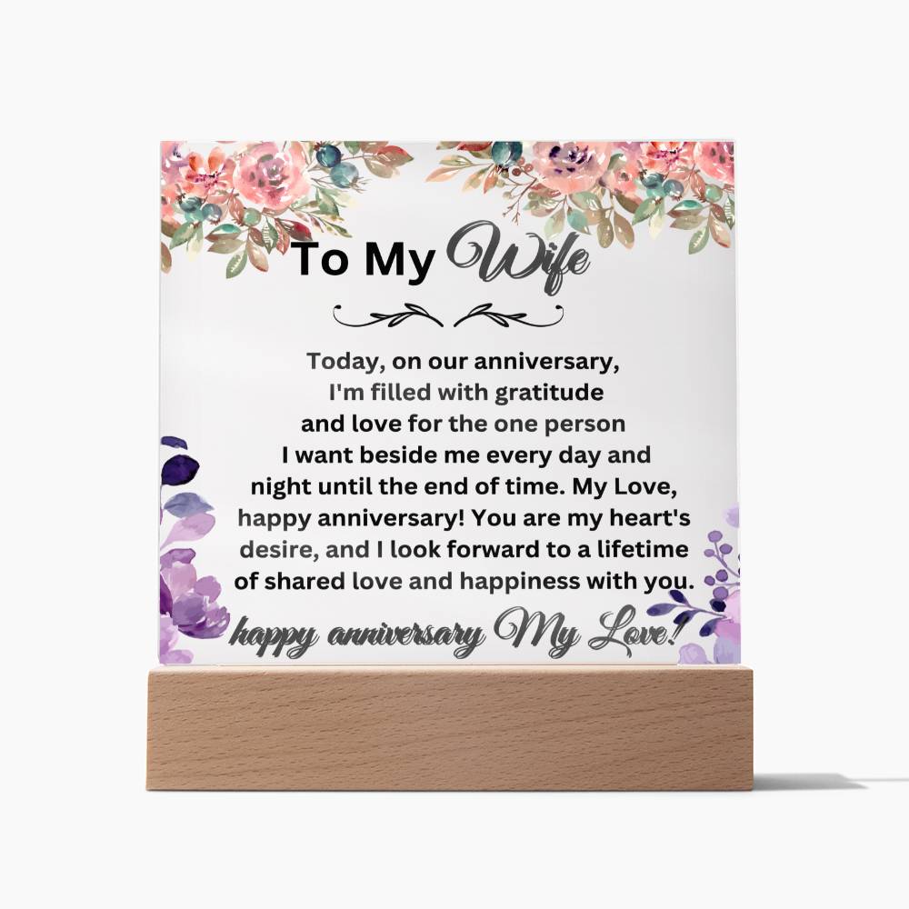 Shower Your Beautiful Wife with Love through Thoughtful Messages with Our Engraved Acrylic Plaque