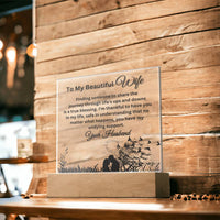 Load image into Gallery viewer, Illuminate Your Beautiful Wife&#39;s World with These Loving Messages with Our Square Acrylic Plaque
