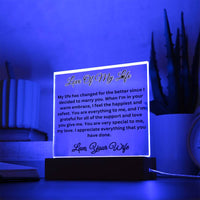 Load image into Gallery viewer, Elevate Your Sentiments for the Love Of Your Life with Our Square Acrylic Plaque
