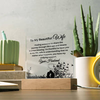 Load image into Gallery viewer, Illuminate Your Beautiful Wife&#39;s World with These Loving Messages with Our Square Acrylic Plaque
