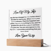 Load image into Gallery viewer, Elevate Your Sentiments for the Love Of Your Life with Our Square Acrylic Plaque

