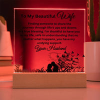 Load image into Gallery viewer, Illuminate Your Beautiful Wife&#39;s World with These Loving Messages with Our Square Acrylic Plaque
