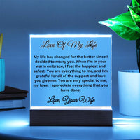 Load image into Gallery viewer, Elevate Your Sentiments for the Love Of Your Life with Our Square Acrylic Plaque

