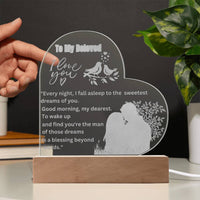 Load image into Gallery viewer, Illuminate Your Memories with Our Engraved Acrylic Heart Plaque
