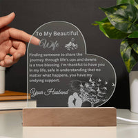 Load image into Gallery viewer, Heartfelt Messages to Your Beautiful Wife, Illuminate Your Space with the Engraved Acrylic Plaque
