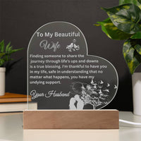 Load image into Gallery viewer, Heartfelt Messages to Your Beautiful Wife, Illuminate Your Space with the Engraved Acrylic Plaque
