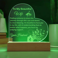 Load image into Gallery viewer, Heartfelt Messages to Your Beautiful Wife, Illuminate Your Space with the Engraved Acrylic Plaque

