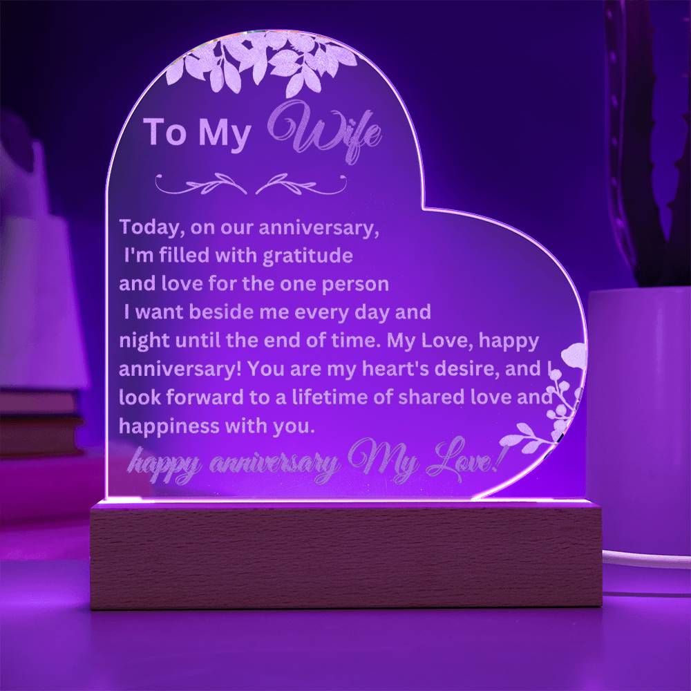 Shower Your Beautiful Wife with Love through Thoughtful Messages with Our Engraved Acrylic Plaque