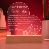 Load image into Gallery viewer, Heartfelt Messages to Your Beautiful Wife, Illuminate Your Space with the Engraved Acrylic Plaque
