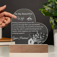 Load image into Gallery viewer, Heartfelt Messages to Your Beautiful Wife, Illuminate Your Space with the Engraved Acrylic Plaque
