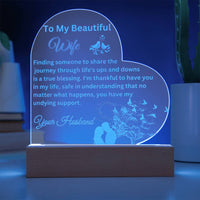 Load image into Gallery viewer, Heartfelt Messages to Your Beautiful Wife, Illuminate Your Space with the Engraved Acrylic Plaque
