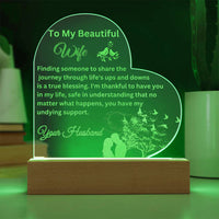 Load image into Gallery viewer, Heartfelt Messages to Your Beautiful Wife, Illuminate Your Space with the Engraved Acrylic Plaque
