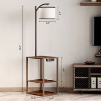 Load image into Gallery viewer, Floor Lamp with Table, USB Ports, and Shelves
