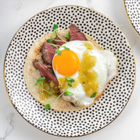 Load image into Gallery viewer, Elegant Black &amp; White Dot Stoneware 12-Piece Dinnerware Set
