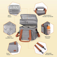 Load image into Gallery viewer, Expandable Insulated Lunch Bag - Leakproof Cooler Tote for Work &amp; Picnic
