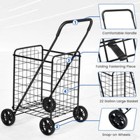 Load image into Gallery viewer, Heavy-Duty Folding Shopping Cart with Rotating Wheels
