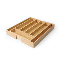 Load image into Gallery viewer, Bamboo Expandable Cutlery Tray Organizer, Kitchen Drawer Storage Solution
