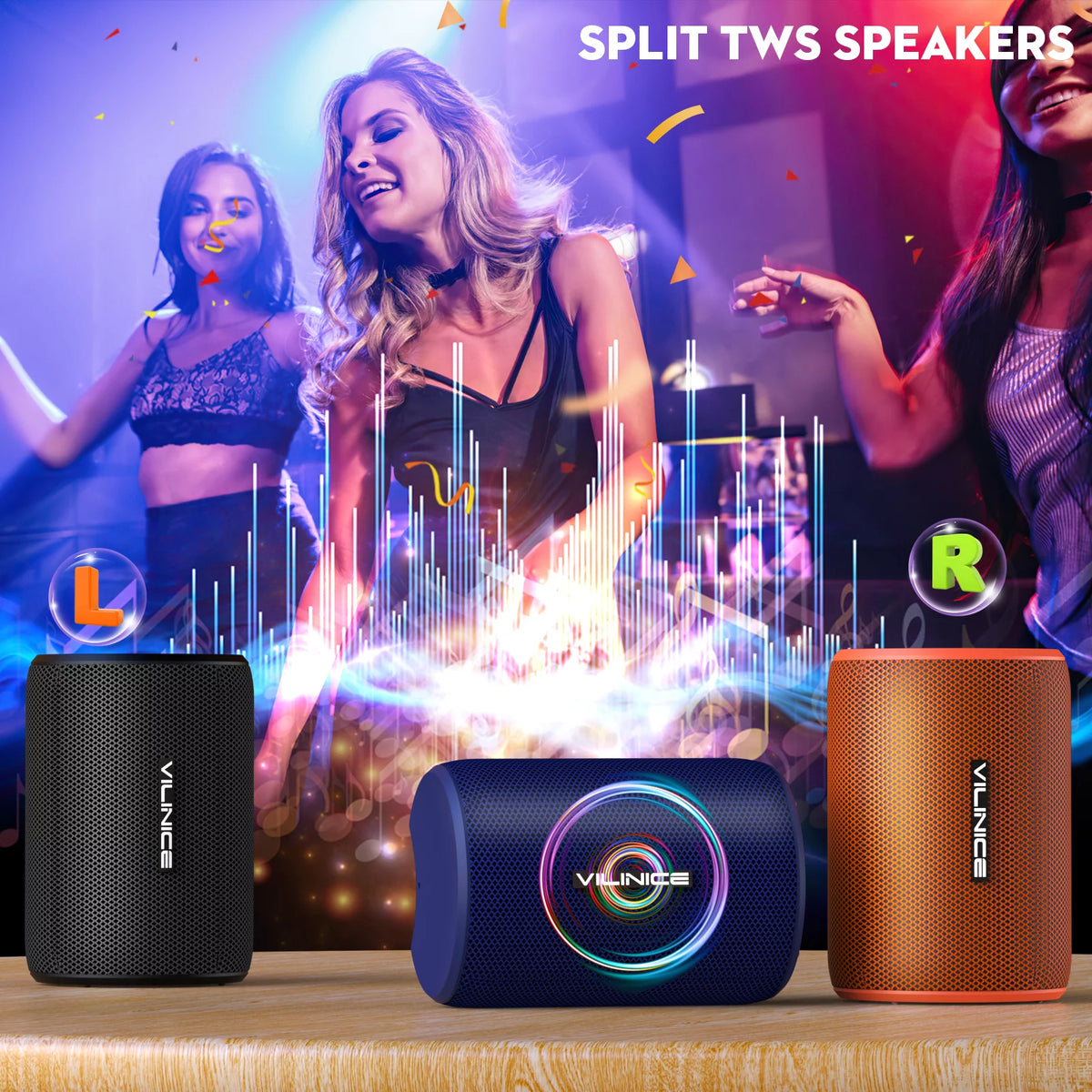 Bluetooth Speakers Portable Wireless IPX7 Waterproof for Home, Travel & Party