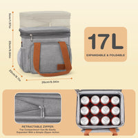 Load image into Gallery viewer, Expandable Insulated Lunch Bag - Leakproof Cooler Tote for Work &amp; Picnic
