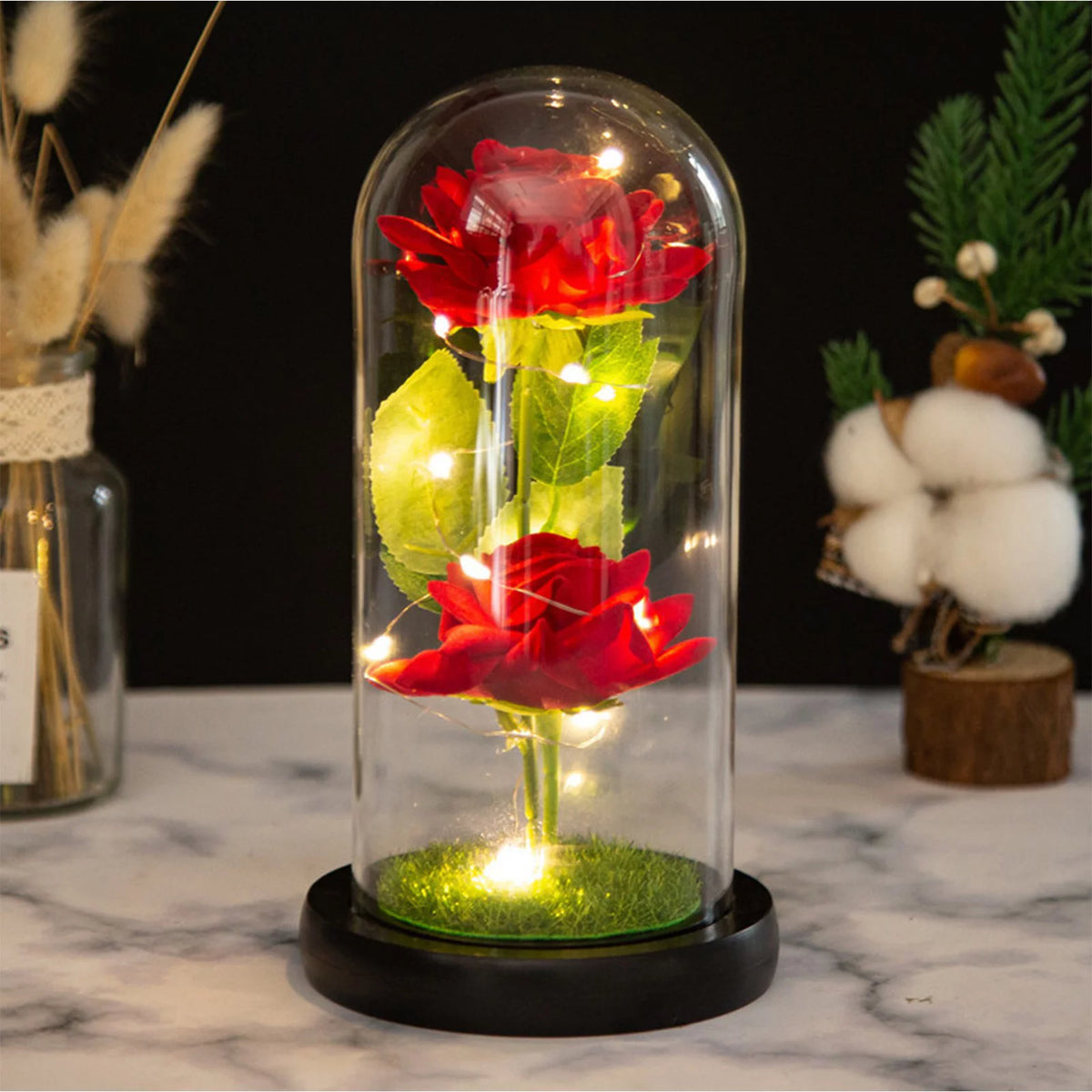 Artifical Flower Rose Gift | Light Up Led Flowers, Forever Red Rose in Glass Dome,