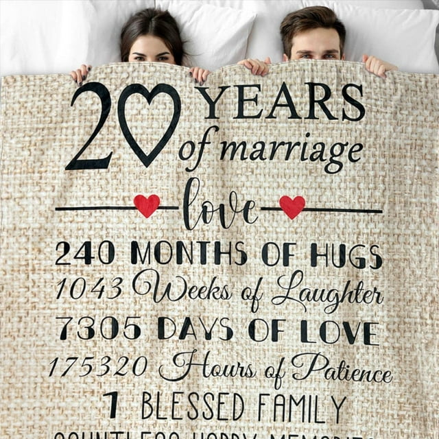 20th Wedding Anniversary Blanket Gift for Wife