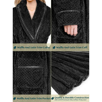 Load image into Gallery viewer, Cozy Comfort Women&#39;s Plush Fleece Robe Black S/M
