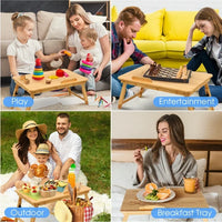 Load image into Gallery viewer, Lap Desk Bamboo Adjustable Bed Table - Multi-Use Laptop Tray Stand

