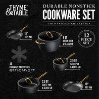Load image into Gallery viewer, 12-Piece Nonstick Cookware Set, Black &amp; Gold
