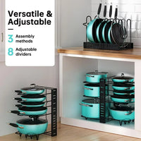 Load image into Gallery viewer, Adjustable 8-Tier Pot and Pan Rack Heavy Duty Kitchen Organizer
