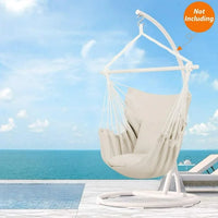 Load image into Gallery viewer, Large Beige Hammock Chair Swing with Metal Support Bar &amp; Cushions
