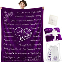 Load image into Gallery viewer, To My Wife Blanket  - Adult Christmas Gifts for Wife (Purple Throw, 65&quot; x 50&quot;)
