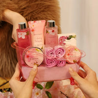 Load image into Gallery viewer, Bath Gift Sets for Women, 8 Pcs Cherry Blossom &amp; Jasmine Spa Baskets
